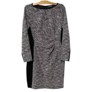 Lauren Ralph Lauren | Dress Tweed Black White Long Sleeve- Size 16